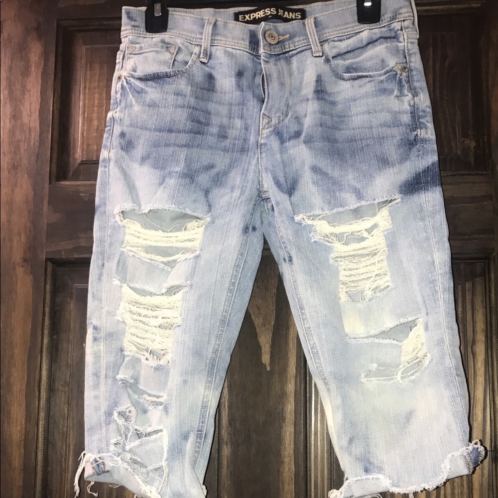Express Jeans Custom cut and acid washed. Size: 2